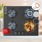 Klarstein Firetale, plită cu gaz, 4 arzătoare, arzătoare din aluminiu, inclusiv furtun și reductor de presiune