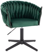 HR750CROSS Scaun Verde din Catifea cu Bază Neagră