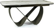 Masa extensibila INFINITY CERAMIC, alb/maro, sticla securizata/ceramic