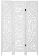 HOMCOM Paravan Interior cu 3 Panouri, Separator Pliabil de Interior, din Lemn Cioplit, 120x170 cm, Alb | Aosom Romania
