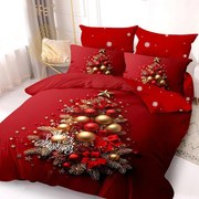 Lenjerie de pat 2 persoane, bumbac finet, 6 piese, 2 fete, Craciun SPAC2328
