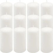 Set de lumânări stâlp, 11,5 cm, Ø 6 cm, alb, 12 buc.