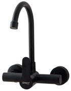 Baterie bucatarie TRENDY'S, prindere pe perete, pipa lebada mobila negru mat