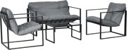 Outsunny Set Mobilier de Exterior cu Măsuță din Sticlă, Canapea, 2 Fotolii și Perne, Gri | Aosom Romania