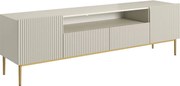 Comodă TV Nicole 200 cm cu nișă și sertare – cashmere / picioare aurii