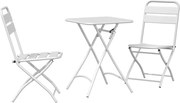 vidaXL Set bistro 3 pcs Alb Oțel