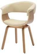 Scaun retro imitatie piele bej crem, lemn furniruit ORGANIC