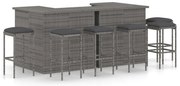 vidaXL Set mobilier bar de grădină cu perne, 8 piese, gri, poliratan