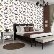 Fototapet - Păsărele și ornament floral (152,5x104 cm)
