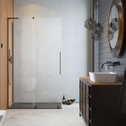 Paravan de dus tip Walk-in Radaway Furo SL GunMetal periat-transparent 80 cm sticla securizata 8 mm stanga