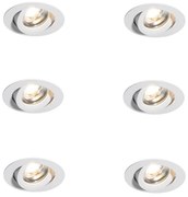 Set de 6 Spoturi încastrate moderne Albe 8,2 cm Inclusiv LED IP54 Ultra Subțiri - Pupil