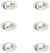 Set van 6 moderne inbouwspots wit 8,2cm incl. LED IP54 ultra slim - Pupil