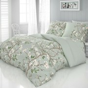 Lenjerie pat satin Primăvara verde, 200 x 200 cm, 2 buc. 70 x 90 cm