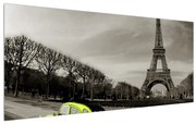 Tablou cu turnul Eiffel și mașina galbenă (120x50 cm), în 40 de alte dimensiuni noi