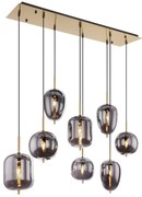 Lustra cu 8 pendule design modern Blacky I negru mat, alama