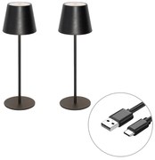 Set de 2 lămpi de masă negre cu dimmer și reîncărcabile - Murdock