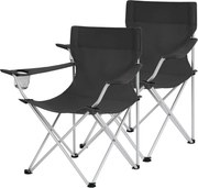 Scaune de camping ROVER, set 2 buc., negru SongmicsHome