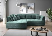 Coltar TIGA, sezlong stanga, stofa catifelata verde - Riviera 34, cu r