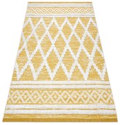 Covor ECO SISAL BOHO MOROC Caro 22297 franjuri - două niveluri de lână galben / cremă, covor reciclat