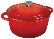 Oala fonta emailată cu capac 24 cm 4L Kinghoff KH1529, rosie