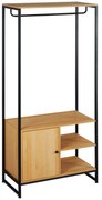 HOMCOM Cuier Industrial cu Suport pentru Haine, Rafturi Deschise și Dulap Închis, Design Modern, Metal și Lemn | Aosom Romania