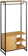 HOMCOM Cuier Industrial cu Suport pentru Haine, Rafturi Deschise și Dulap Închis, Design Modern, Metal și Lemn | Aosom Romania
