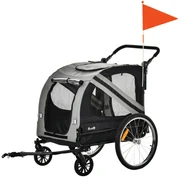PawHut Cărucior 2-in-1 pentru Animale, Transport Bicicletă, Cadru Oțel, 134x57x108 cm | Aosom Romania