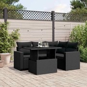 vidaXL Set mobilier de grădină cu perne, 5 piese, negru, poliratan