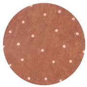 Covor pentru copii cărămiziu lavabil/țesut manual din bumbac ø140 cm Round Dot Chestnut – Lorena Canals