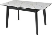 Masa extensibila OSTEN, alb cu efect de marmura/negru, 140/180x80x76 c