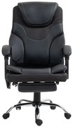 Scaun directorial cu Masaj, 7 puncte de masaj, telecomanda, suport picioare, Piele PU+Textil, Negru