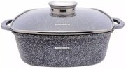 Oală pătrată cu capac 26x26 cm, 5.5L – Klausberg KB 7531, strat marmură, pentru toate plitele, aspect modern gri