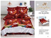 Set Lenjerie De Pat Craciun, Cu elastic, 6 Piese Pat 2 Persoane, Christmas Collection