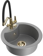 Mexen Diego chiuvetă granit 1-camerală cu robinet de bucătărie Duo, gri - 6512-71-671701-57-G