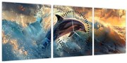 Tablou - Delfin, ilustrații (cu ceas) (90x30 cm)
