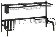 HOMCOM Suport pentru vase, ajustabil în lungime 51-93 cm, multe elemente, aranjament flexibil, 93 x 30 x 52 cm, negru | Aosom Romania