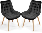 Set de scaune matlasate, negru, 2 buc