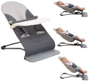 Balansoar bebelusi ergonomic cu 3 pozitii de inclinare a spatarului Kidizi Rumi cu tavita detasabila gri, recomandat de la nastere