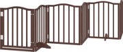 vidaXL Poartă câini pliabilă cu ușă 6 panouri maro, 300 cm, lemn plop