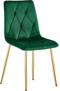 Verde scaun bucatarie LIBRA din catifea cu picioare aurii