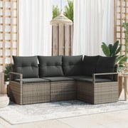vidaXL Set de canapele pentru grădină 4 pcs Gri Rattan poli