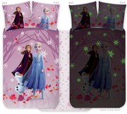 Disney Regatul de gheață Purple lenjerie copii luminoasă 100x135cm, 40x60cm