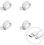 Set de 4 Aplice și Plafoniere Moderne Albe cu LED Reîncărcabil - Bright