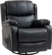 HOMCOM Fotoliu Relax Reclinabil cu 8 Puncte de Masaj și Încălzire, Negru | Aosom Romania