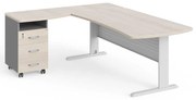 Statie de lucru de colt Manager 200 x 160 cm, stânga, salcâm deschis / gri