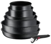 Set de vase pentru gătit 7 buc. din aluminiu INGENIO Black stone L3998702 – Tefal