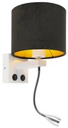 Lampă de perete modernă albă cu abajur din catifea neagră - Brescia