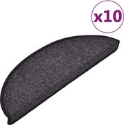 vidaXL Covorașe scări, 10 buc., 56x17x3 cm, antracit, semirotunde