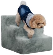 PawHut Scăriță pentru câine cu 3 trepte scăriță pentru pisică scară antiderapantă pentru animale 46 x 35 x 35 cm gri deschis | Aosom Romania