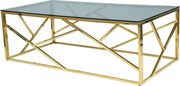 Masuta cafea Escada A, transparent/auriu, sticla temperata/metal, 120X